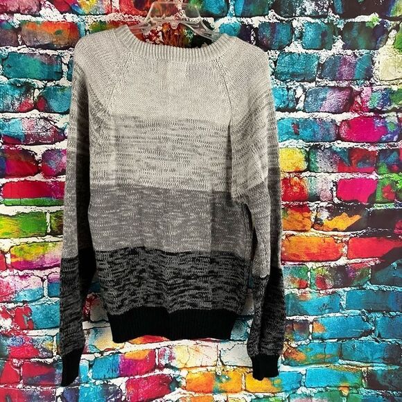 Vintage Chartwell Crew Neck Pullover Sweater Gray Stripes Size Large - Picture 2 of 5